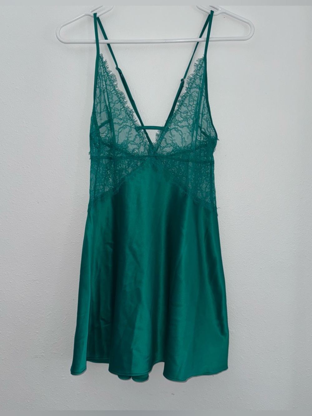 Victoria's Secret Green Lace-Trim Slip Chemise